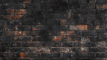 Canvas Print - Weathered Black Brick Wall Texture.