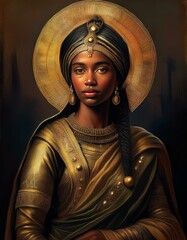 Wall Mural - Portrait picture of a beautiful black woman in a empress view