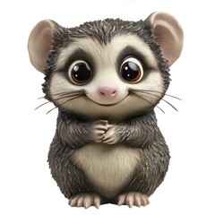 Poster - A cute cartoon-style opossum with large eyes and a friendly expression.