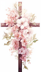 Sticker - Baptism symbol: cross with flowers