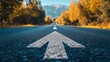 © keks20034 - An asphalt road with an arrow painted on it symbolizes growth, development and the path to success