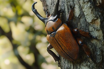 stag beetle on wood