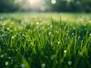 Poster - Morning Dew on Grass Blades