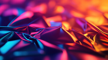 Canvas Print - A colorful piece of shiny plastic with a shiny, reflective surface. The surface is covered in a pattern of triangles and squares