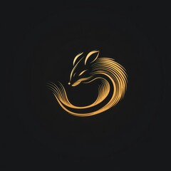 Poster - A stylized golden fox design with flowing lines on a dark background.