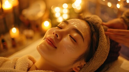 Person receiving relaxing treatment in spa setting