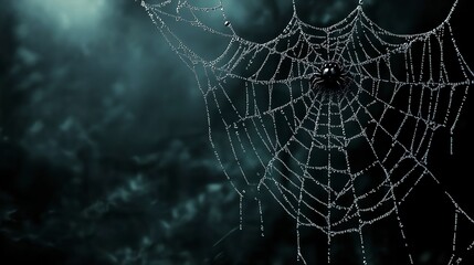 Wall Mural - halloween spider web dark scary wallpaper on dark background