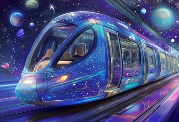 Wall Mural - space themed tram a tram designed to look like a spaceship with