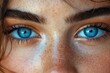 © furyon - captivating closeup of womans piercing blue eyes intricate iris details long lashes emotive gaze soft focus background