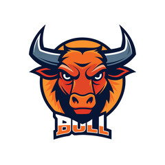 Wall Mural - Aggressive bull mascot logo icon vector design on white background