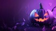 © Thanthara - halloween purple background with pumpkin