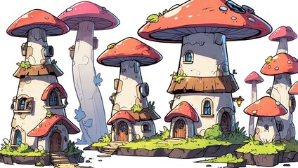 Wall Mural - Mushroom Houses