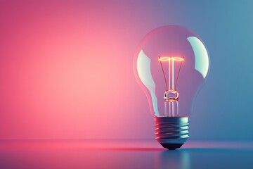 Wall Mural - a glowing light bulb showcases creativity and innovation. the colorful background enhances its brigh