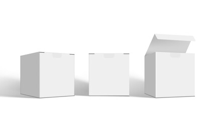 Wall Mural - Open And Close Square Packaging Boxes Mockup