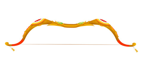 Vector illustration of golden decorated bow weapon on transparent background