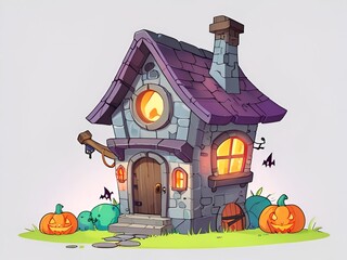 Poster - A Cute Cartoon Halloween House