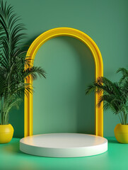 Wall Mural - Green & Yellow Podium.