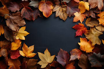 Wall Mural - Colored Autumn Leaves Frame Background - Space for Text	
