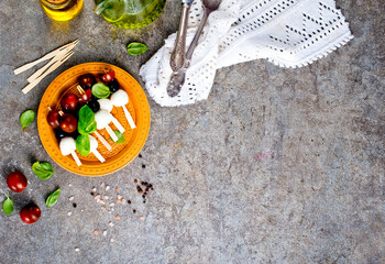 Poster - A plate with Italian salad caprese canape