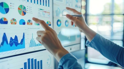 Data analysis for business success. Intelligence and business analytics. Business team analyzing sale report with key performance indicators (KPI) dashboard.