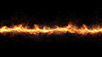 Dynamic flames dance against a black backdrop.