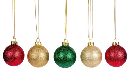 Wall Mural - PNG Colorful glittery Christmas ornaments hanging