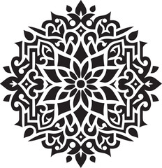 Elegant Floral Ornament, Flower mandala Stencil doodles sketch art illustration, Outline, Oriental, Decorative pattern seamless silhouette design white background