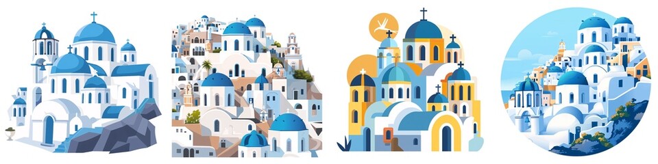 Wall Mural - a simple vector icon illustration depicting the group of santorini for a website isolated white back