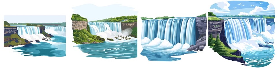 Wall Mural - A simple vector icon illustration depicting the group of Niagara Falls for a website isolated white background