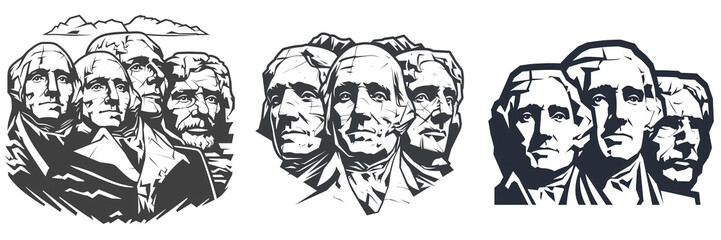 Wall Mural - A simple vector icon illustration depicting the group of Mount Rushmore for a website isolated white background