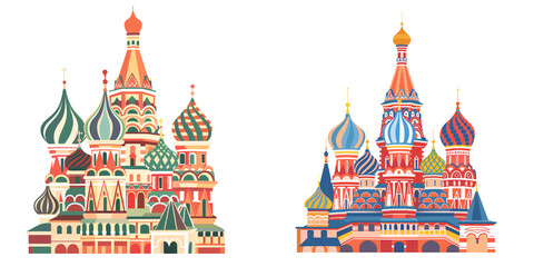 Wall Mural - A simple vector icon illustration depicting the group of Saint Basil's Cathedral for a website isolated white background
