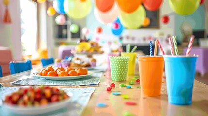 Charming pink themed table setup for a delightful children s birthday celebration