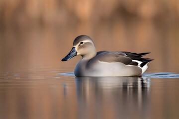 Gadwall bird blurry nature background, Ai Generated