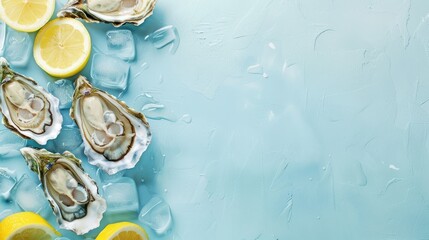 Wall Mural - Oysters and Lemons on Ice