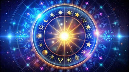 Zodiac signs and horoscope circle surrounded by stars and moons , astrology, celestial, prediction, future, mystic