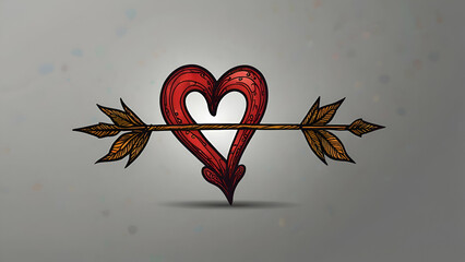 Two heart and arrow doodle elements on a transparent background in PNG