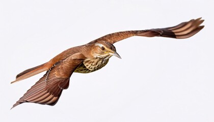 brown thrasher - Toxostoma rufum - is a bird in the family Mimidae, which also includes the New World catbirds and mockingbirds. isolated on white background with copy space