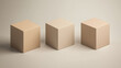 © Sean - Three cardboard boxes mockups standing in line on a beige background