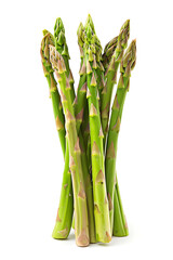 Canvas Print - Fresh Green Asparagus Tips on White Background.