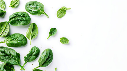 Wall Mural - High-Quality Spinach Highlighted Against a Neutral White Backdrop.