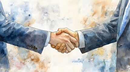 Wall Mural - Handshake Agreement Watercolor Painting.