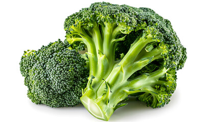 Wall Mural - Vibrant Green Broccoli Isolated on Clean White Surface.