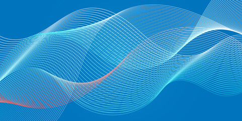 Wall Mural - Vector white and blue digital wave modern carve blend stripe line flowing technology white line glowing element moving creative concept science technology crate for thin texture vector background.