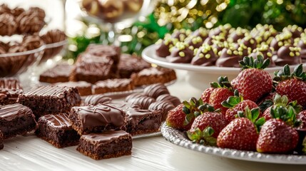 Canvas Print - Delicious Chocolate and Strawberry Dessert Spread