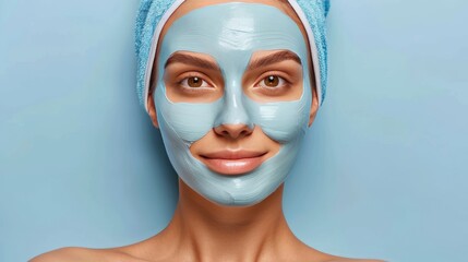 Woman wearing facial mask for skin care and beauty treatment at home or spa setting