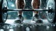 © JoxyAimages - A close-up shot of feet next to a loaded barbell with water splashing around, symbolizing the intensity, focus, and strength involved in powerlifting and fitness training.