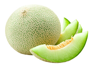 green melon and slice of honeydew