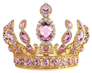 Sticker - PNG Elegant pink gemstone gold crown