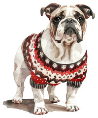 Poster - PNG Bulldog wearing festive sweater