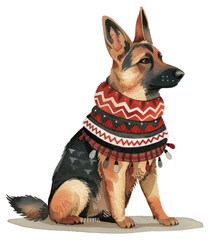 Canvas Print - PNG Stylish German Shepherd illustration